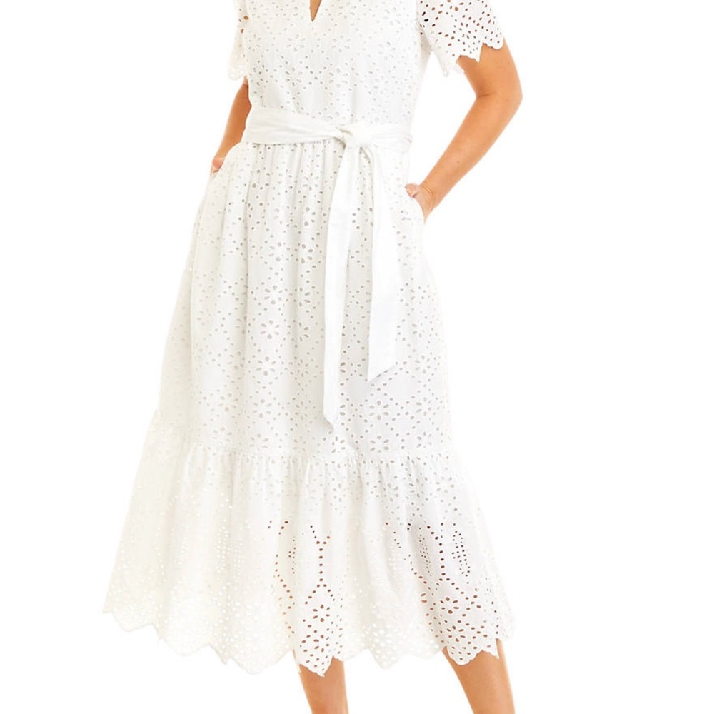 White Eyelet Midi Dress